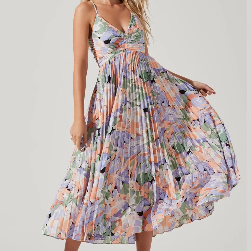 BLYTHE DRESS IN CORAL MULTI ASTR the Label